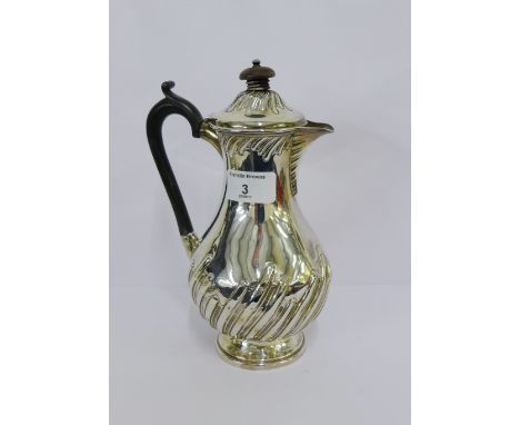 Victorian Scottish silver coffee pot of half fluted form with ebonised handle and knop, on circular foot, makers marks for Ha
