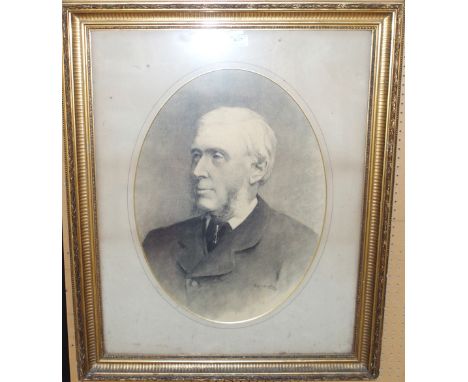 ROD CHRISTEN Portrait of a gentleman, signed, pencil, dated, 1891, 56 x 40cm and a print (2) Condition Report: Available upon