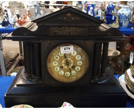 A large slate mantle clock, the movement marked 2232 4 11 Condition Report: Available upon request