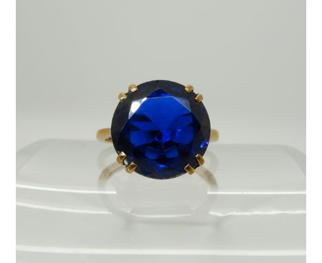 A 9ct faux sapphire ring, size K, weight 3.5gms Condition Report: Available upon request