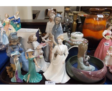 Assorted figures including Nadal mother and child, Nao, Coalport and assorted other figures and items Condition Report: all f