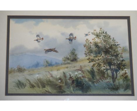R W MILLIKEN Grouse in flight, signed, watercolour, 34 x 49cm Condition Report: Available upon request
