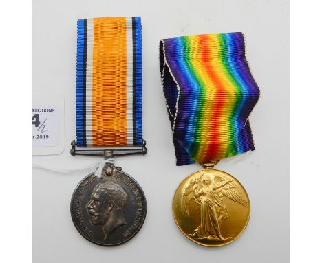 A WWI war medal and victory medal to 30126 Pte. R M Harbottle, Durham Light Infantry Condition Report: Available upon request