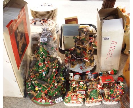 A German Shepherd Christmas train ornament, two light up German Shepherd ornaments and other Christmas items Condition Report