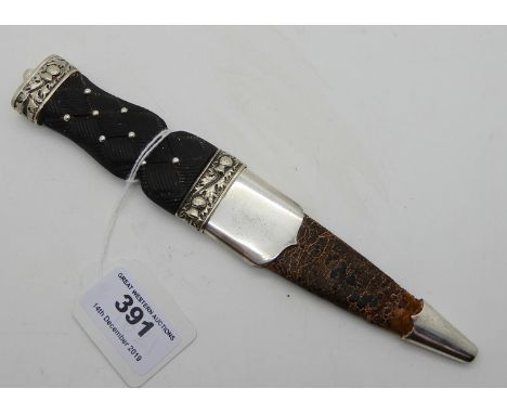 A skean dhu by Peter Henderson, Glasgow, overall length 20.5cm Condition Report: Leather part of scabbard not good, blistered