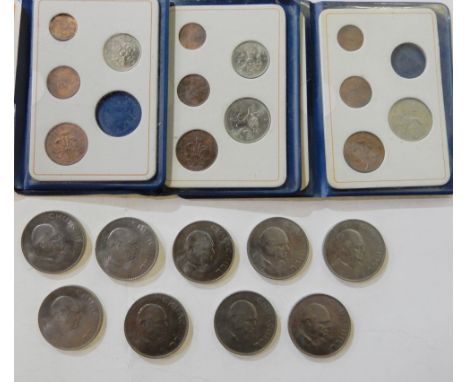 A lot comprising three sets of Britain's first decimal coins and a quantity of commemorative crowns Condition Report: Availab