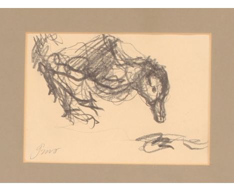 Jason Gathorne Hardy, signed pencil sketch, 10cm x 14cm