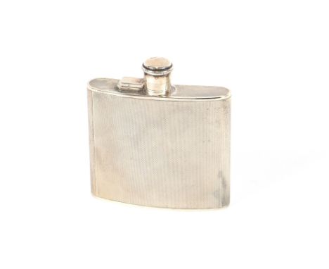 A silver hip flask, having engine turned decoration, Birmingham 1934