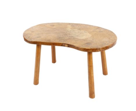 A Robert "Mouseman" Thompson coffee table, of oval form, the pollard top raised on chamfered square section supports, 93cm lo