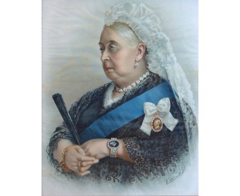 Late 19th Century chromolithograph - Portrait of Queen Victoria, printed by Alf Cooke of Leeds, 53.5cm x 43cm, framed and gla