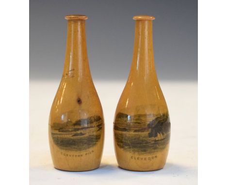 Pair of Mauchline Ware thimble or bobbin cases - Clevedon Pier and Clevedon   Condition: 