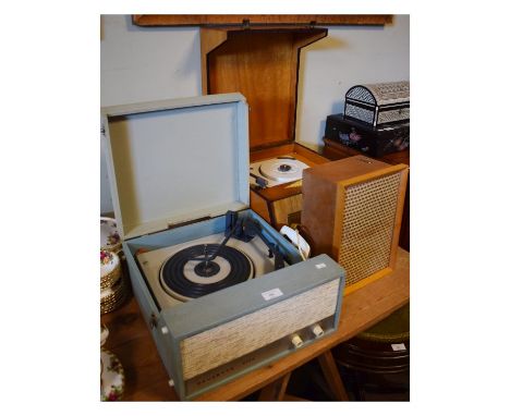 Dansette Viva turntable record player, together with a Garrard Tripletone record player and a single wooden cased speaker   C