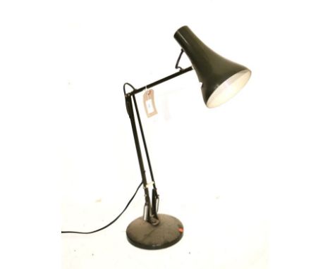 Anglepoise type table lamp with dark green finish on circular base   Condition: 