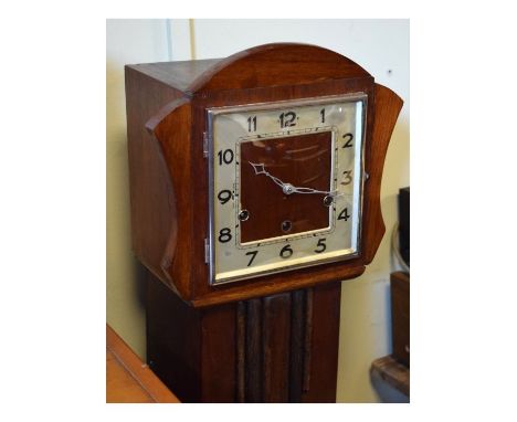 Art Deco style mahogany chiming grandmother clock with square Arabic dial   Condition: 