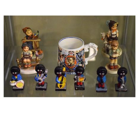 Small quantity of various ceramics comprising: four Goebel Hummel figures - Wayside Harmony, I'll Protect Him, Little Goat He