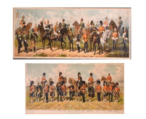 Two 19th Century chromolithographs - Our British Cavalry 1890, 27.5cm x 70.5cm and The Scottish Regiments Of The British Army