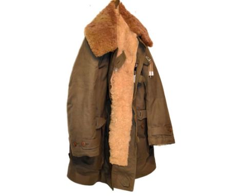 Swedish Army overcoat or jacket with internal label Malsakrad Falo, with sheepskin type lining and canvas exterior   Conditio