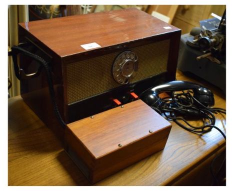 1960's period mahogany cased 24 loud speaking telephone with C56/1 hand set   Condition: 