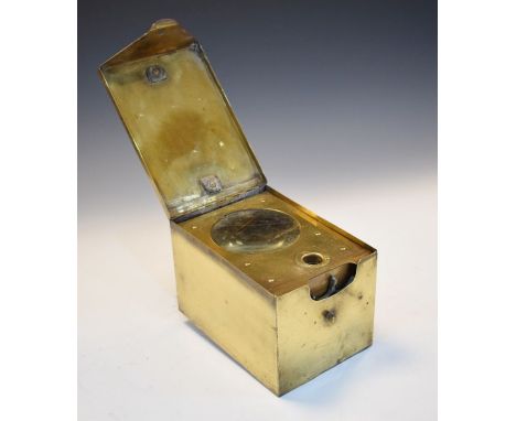 Vintage brass cased pigeon racing clock, together with a Vulture carbide lamp   Condition: 