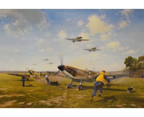 Gerald Coulson - Signed print - 'Scramble', numbered 343 of 850 and signed in pencil lower right, 50cm x 67.5cm, framed and g