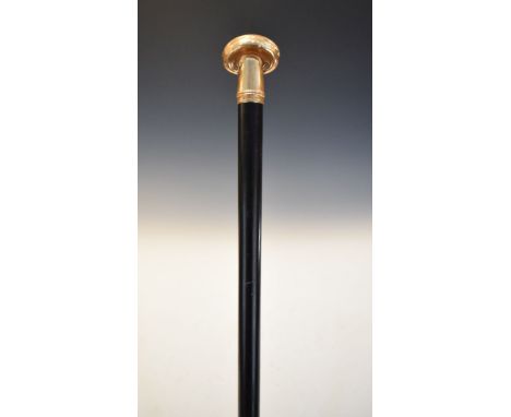 Victorian ebonised walking stick, the 15ct gold handle hallmarked for 1891   Condition: 