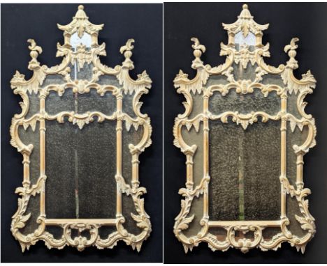 A pair of chippendale style chinoiserie mirrors, circa 20th century, H.136cm W.78cm