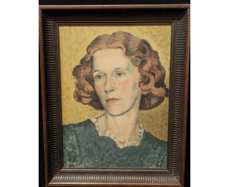 20th century British School, portrait of a lady, indistinctly signed lower left, H.40cm W.30cm