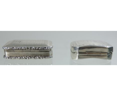 A George IV silver vinaigrette, with engine turned decoration and bearing the initial B, the gilt interior with an ornate scr