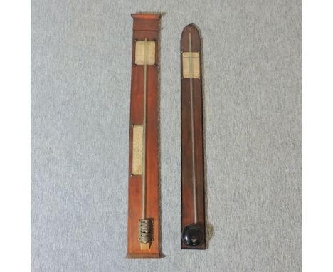 A 19th century French mahogany stick barometer, 102cm tall, together with another 