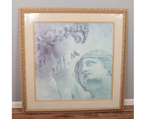 After Richard Franklin large framed Neo-Classical print in fabric mount; titled 'To Go Beyond'. Height: 97cm, Width: 97cm.  