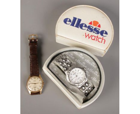 A vintage Camy manual wristwatch along with a boxed stainless steel Ellesse quartz wristwatch.  
