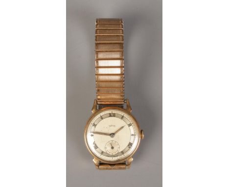 A Smith's rolled gold manual wristwatch with roman numeral face and Fixoflex strap.  Not running.