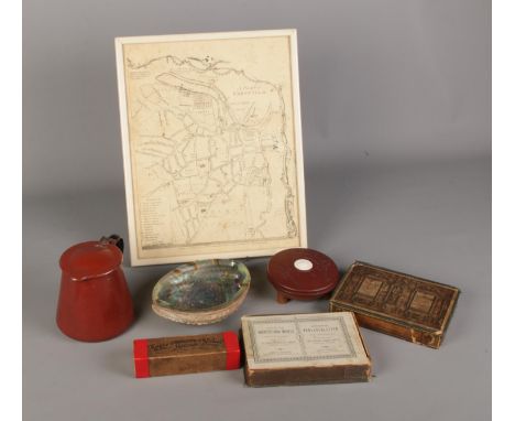 A quantity of assorted collectables including Magic Lantern slides, Dr. Ritchter's Stone Building Blocks, Plan of 18th Centur