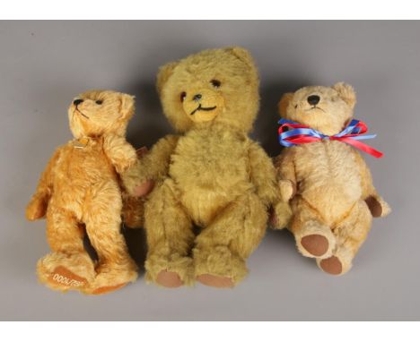 A trio of teddy bears including Chad Valley, Pedigree and Herman examples.  