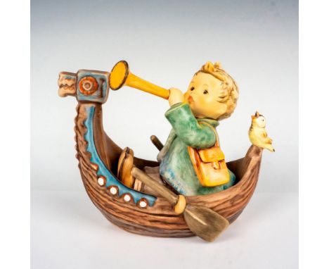 Hand painted porcelain figure. Young boy in a rowboat holding an instrument. Exclusive Edition 2008/2009. M.I. Hummel Club. G