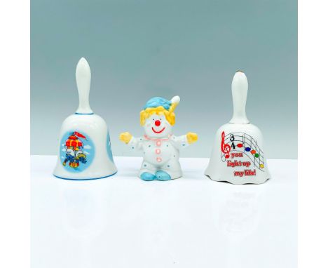 Have touch of whimsy with this trio of bells, one shaped like a clown, one from the Smurfs ceramic collection depicting two S