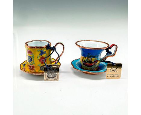 These numbered, hand painted enamel over porcelain creations are each unique and created with vibrant colors. Includes yellow