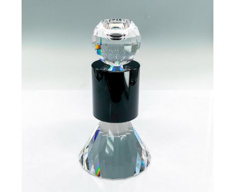 Stunning clear faceted and black crystal candlestick. Signed by artist. Swarovski mark. This item has its original box: 12""L