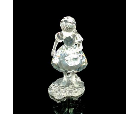 Faceted clear cut crystal and frosted face and arms. Includes individual basket accessory. Swarovski backstamp. This item has