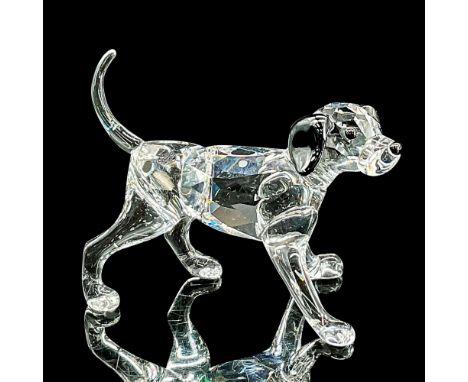 Clear faceted crystal figure of a playful puppy with black accents and ears. Part of the Peaceful Countryside collection. Swa