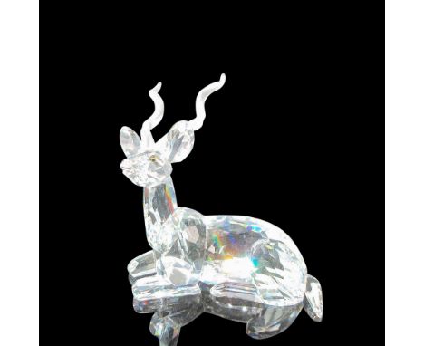 Inspiration Africa figurine has clear faceted body with black crystal eyes and satin crystal antlers. Swarovski backstamp. Th