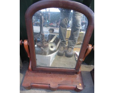 Victorian mahogany toilet table mirror, and a metal framed over mantle mirror (2) 