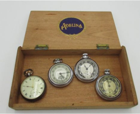 Two Ingersoll pocket watches, a services Army pocket watch, and another pocket watch 