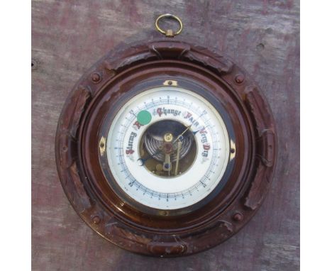 Early C20th walnut cased aneroid barometer, stamped 5534 