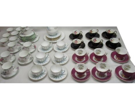 Melba Bone China part tea set, Royal Stafford Merlinware Starlite tea set, Royal Grafton and Hazel Sheron tea sets 