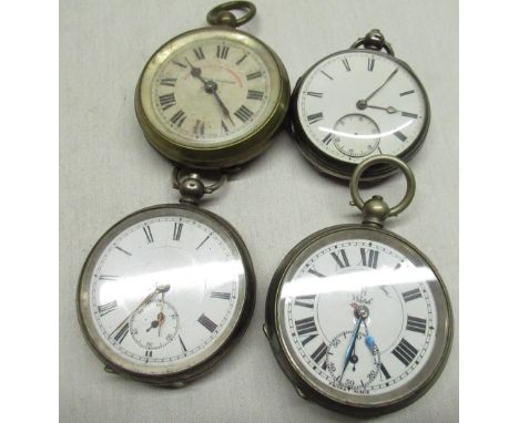 Victorian silver cased key wound pocket watch with white enamel dial, gilt full plate fuse lever movement no. 23784 London 18
