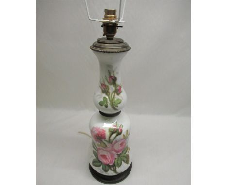 Carlhian and Corbiere, Paris, late C19th/early C20th opaque white glass and gilt metal mounted lamp (formerly oil lamp base, 