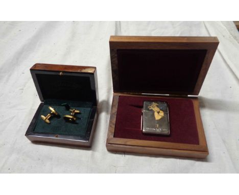 A Zippo Varga Girl petrol lighter in original fitted box - No. 454 in a limited edition of 2000 - sold with a pair of Dunhill