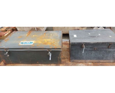 A wooden trunk - sold with a metal trunk
