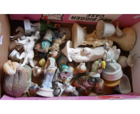 A box containing a quantity of ceramic figurines, etc.